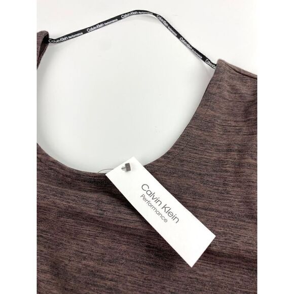 Calvin Klein Performance Stretch Long Sleeve Crop Top Womens XL  Brown AX0231 - Picture 3 of 8